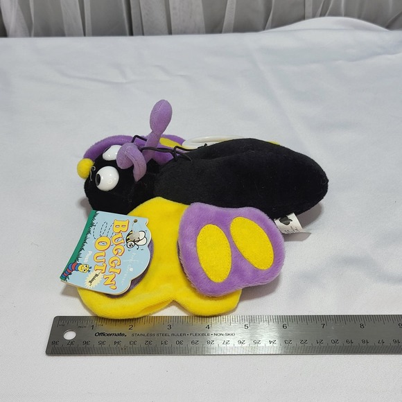 Buggin out Black Purple Yellow 8" Butterfly Hanging Mobile Stuffed Plush Toy - Picture 11 of 11